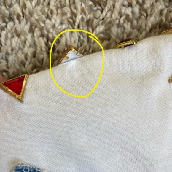 Vintage 90s Gepetto Western Fringe Bejeweled T-Shirt White Single Stitch Sz L - Picture 13 of 16